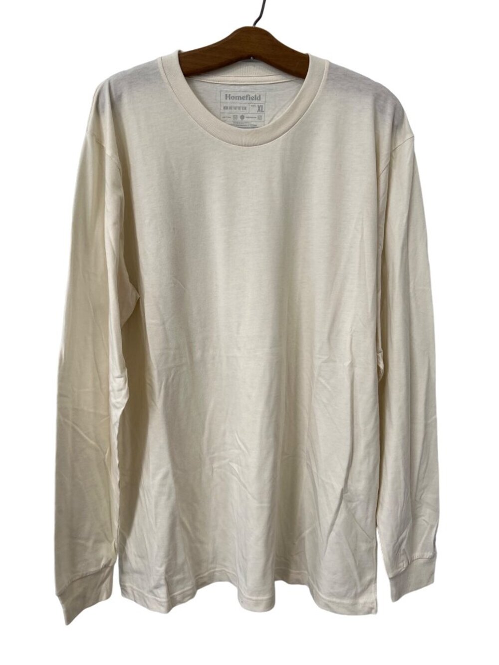 Homefield T Shirt XL Crewneck Long Sleeve Basic Shirt Everyday Wear Cream NEW
